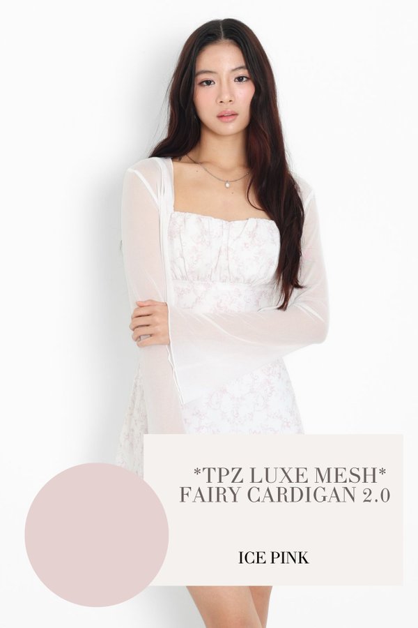 (PO ETA: END AUG) *TPZ LUXE MESH* FAIRY CARDIGAN 2.0 IN ICE PINK