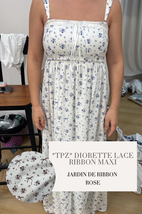 (PO ETA: END AUG) *TPZ* DIORETTE LACE RIBBON MAXI IN JARDIN DE RIBBON ROSE