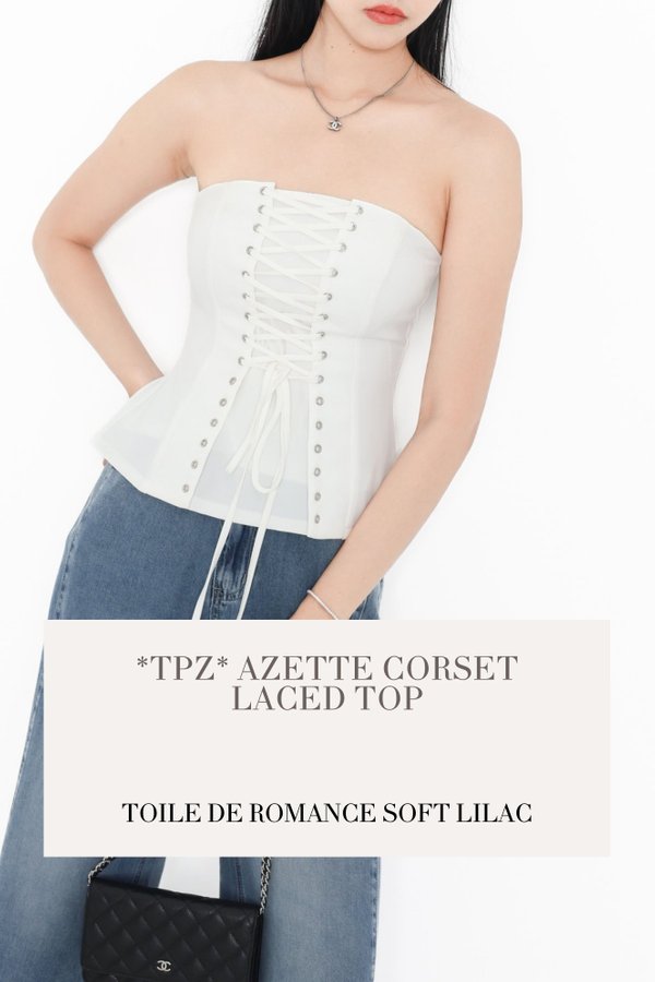 (PO ETA: END AUG) *TPZ* AZETTE CORSET LACED TOP IN TOILE DE ROMANCE SOFT LILAC