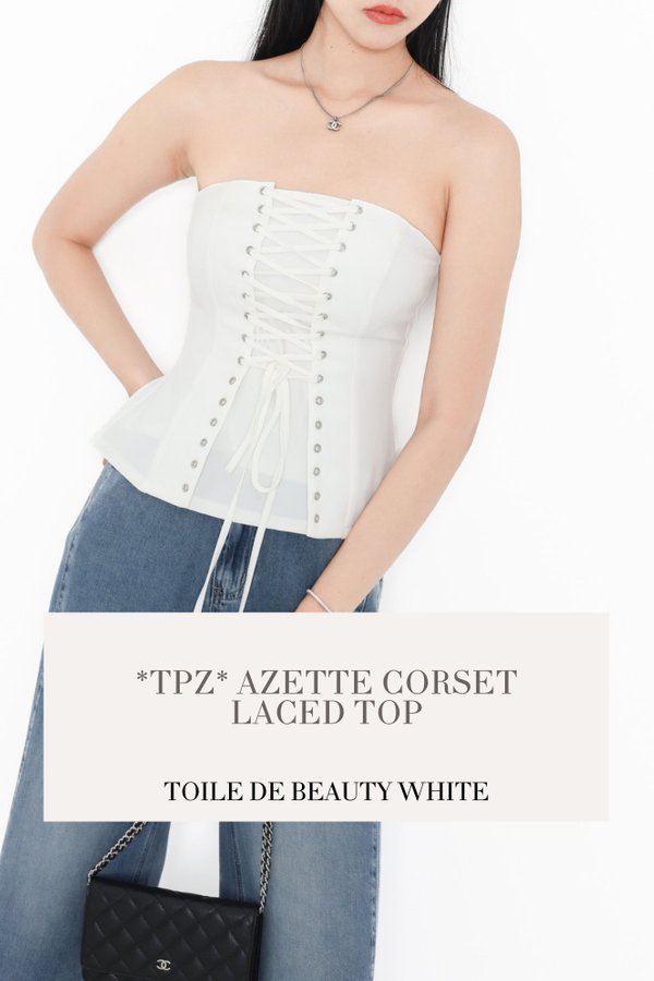 (PO ETA: END AUG) *TPZ* AZETTE CORSET LACED TOP IN TOILE DE BEAUTY WHITE