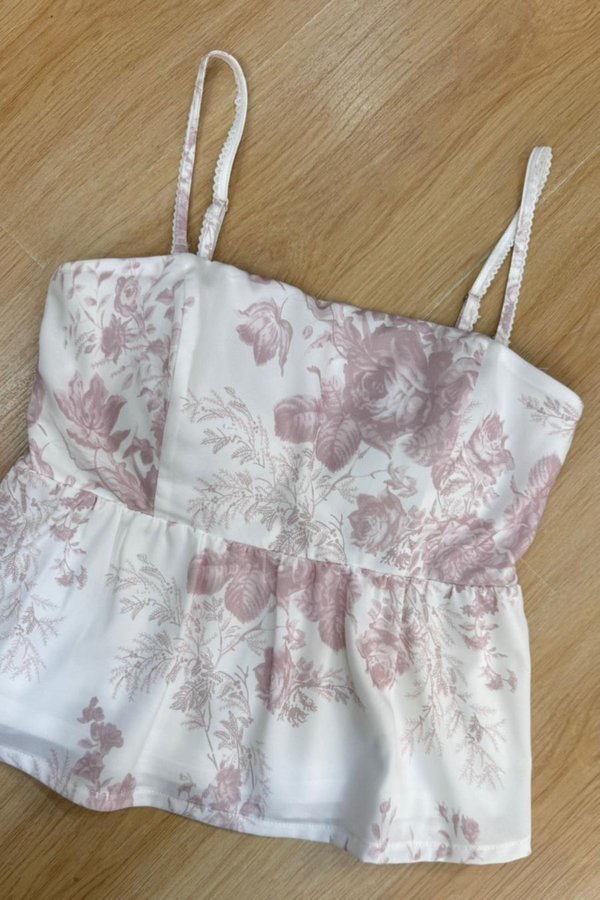 (PO ETA: END AUG) *TPZ* KAIA BABYDOLL LACE STRAPS TOP IN TOILE DE FORTUNE PINK