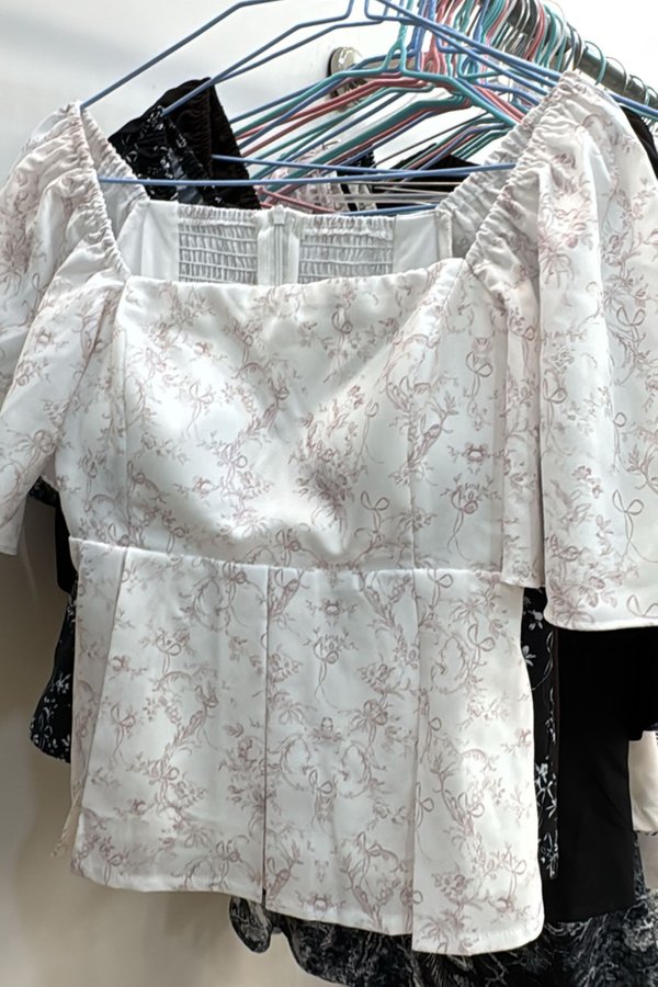(PO ETA: EARLY JULY) *TPZ* ZELDA FLUTTER SLEEVES FLOWY PLEATS TOP IN TOILE DE RIBBON SOFT PINK