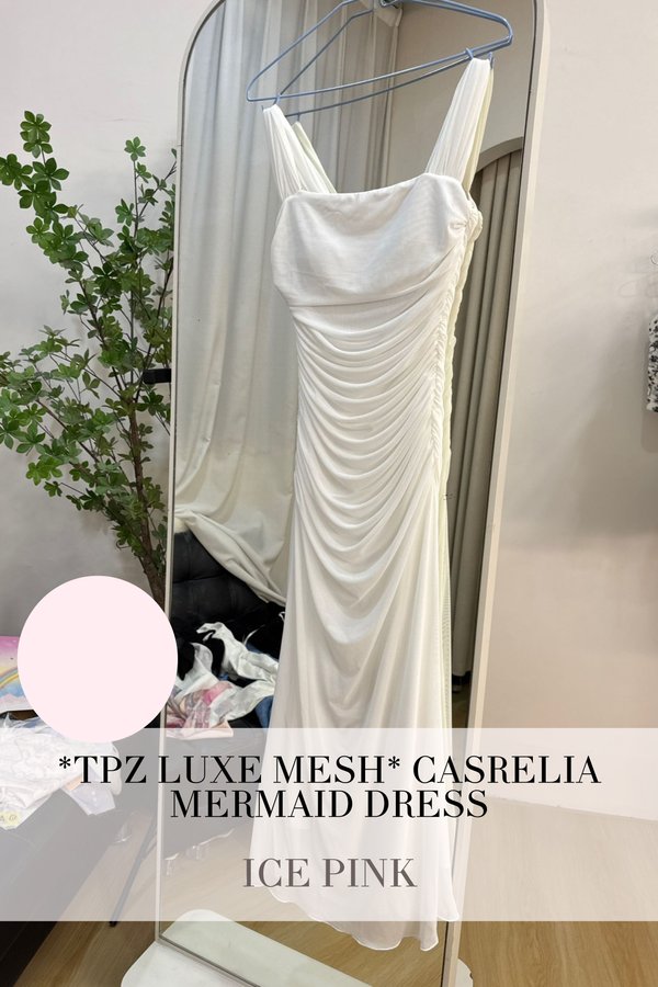 (PO ETA:END AUG) *TPZ LUXE MESH* CASRELIA MERMAID DRESS IN ICE PINK