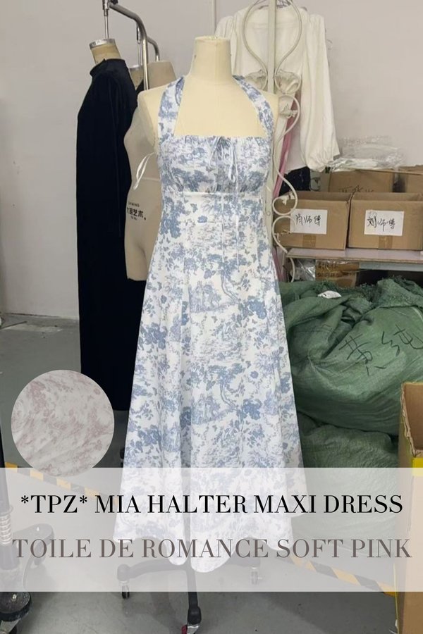 (PO ETA: END AUG) *TPZ* MIA HALTER MAXI DRESS IN TOILE DE ROMANCE SOFT PINK