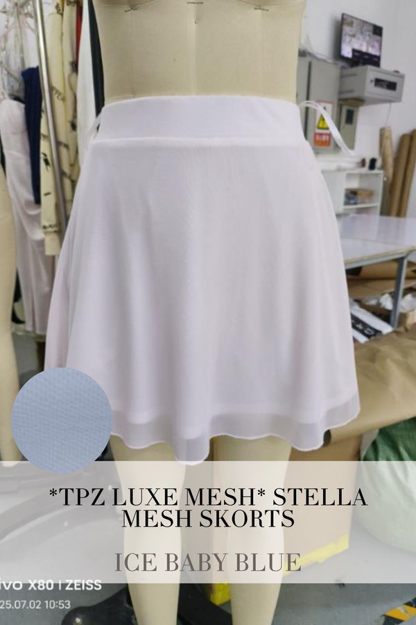 (PO ETA: END AUG) *TPZ LUXE MESH* STELLA MESH SKORTS IN ICE BABY BLUE