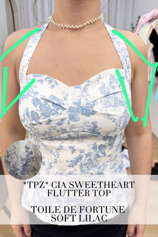 (PO ETA: END AUG) *TPZ* CIA SWEETHEART FLUTTER TOP IN TOILE DE FORTUNE SOFT LILAC