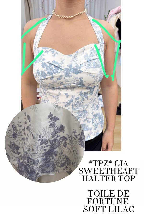 (PO ETA: END AUG) *TPZ* CIA SWEETHEART FLUTTER TOP IN TOILE DE FORTUNE SOFT LILAC