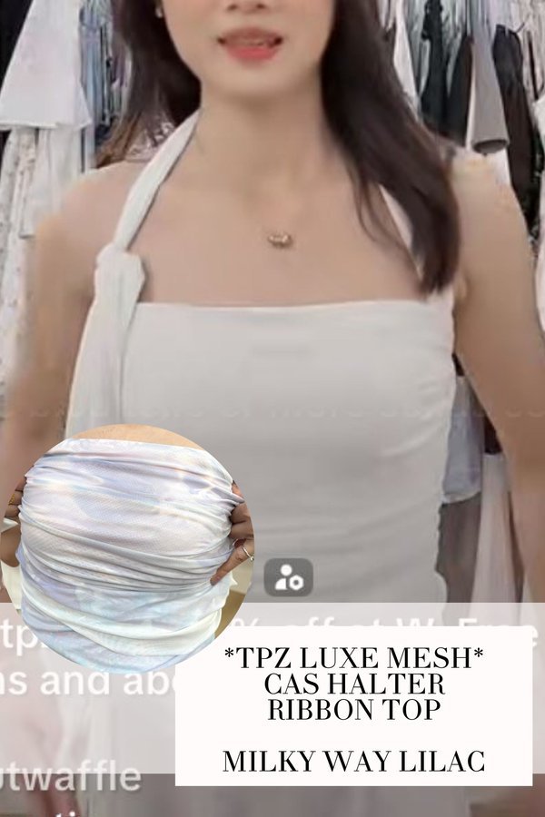 (PO ETA: END AUG) *TPZ LUXE MESH* CAS HALTER RIBBON TOP IN MILKY WAY LILAC