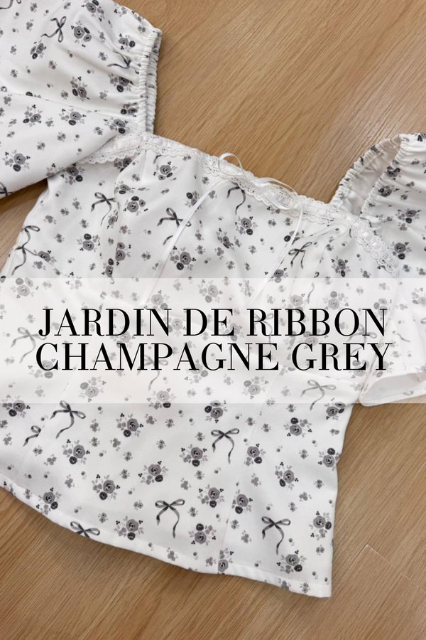 (PO ETA: END AUG) *TPZ* DIORE LACE FLUTTER TOP IN JARDIN DE RIBBON CHAMPAGNE GREY