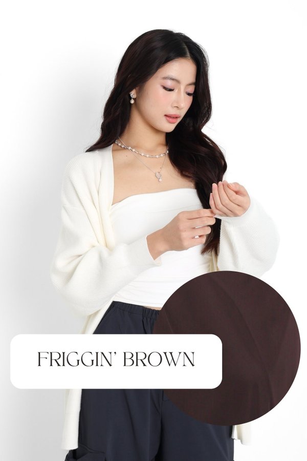 (PO ETA - EARLY OCT) *TPZ* SLUSH OVERSIZED SOFT KNIT CARDIGAN IN FRIGGIN' BROWN