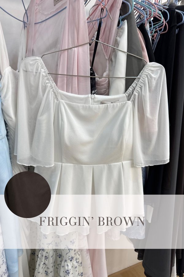 (PO ETA: END AUG) *TPZ LUXE MESH* ZELDA MESH FLUTTER SLEEVES TOP IN FRIGGIN' BROWN