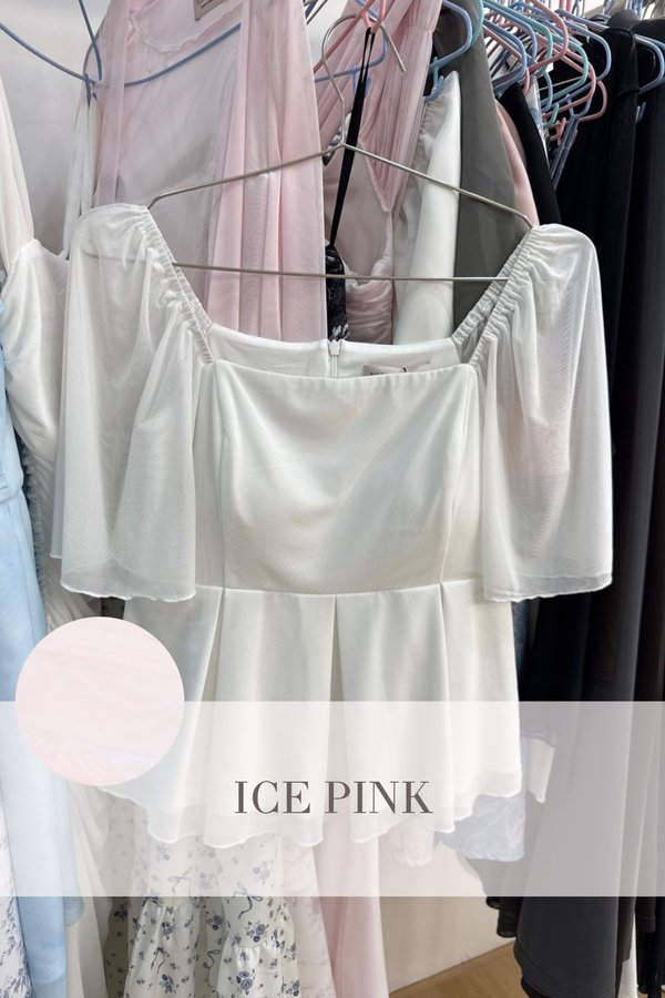 (PO ETA: END AUG) *TPZ LUXE MESH* ZELDA MESH FLUTTER SLEEVES TOP IN ICE PINK