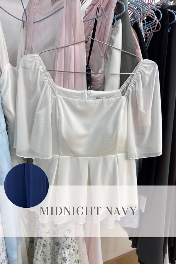 (PO ETA: END AUG) *TPZ LUXE MESH* ZELDA MESH FLUTTER SLEEVES TOP IN MIDNIGHT NAVY