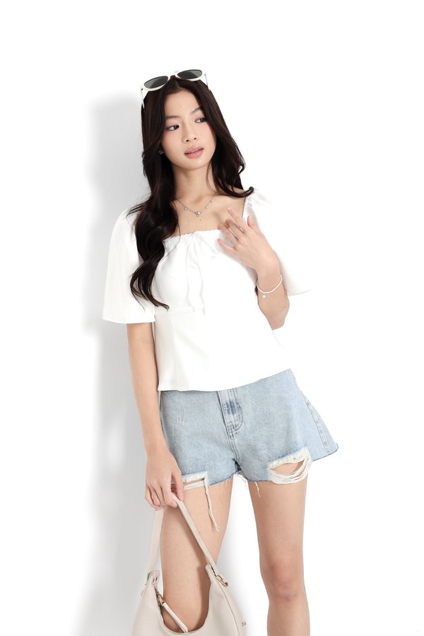 (PO ETA: END AUG) *TPZ* DIORE LACE FLUTTER TOP IN WHITE