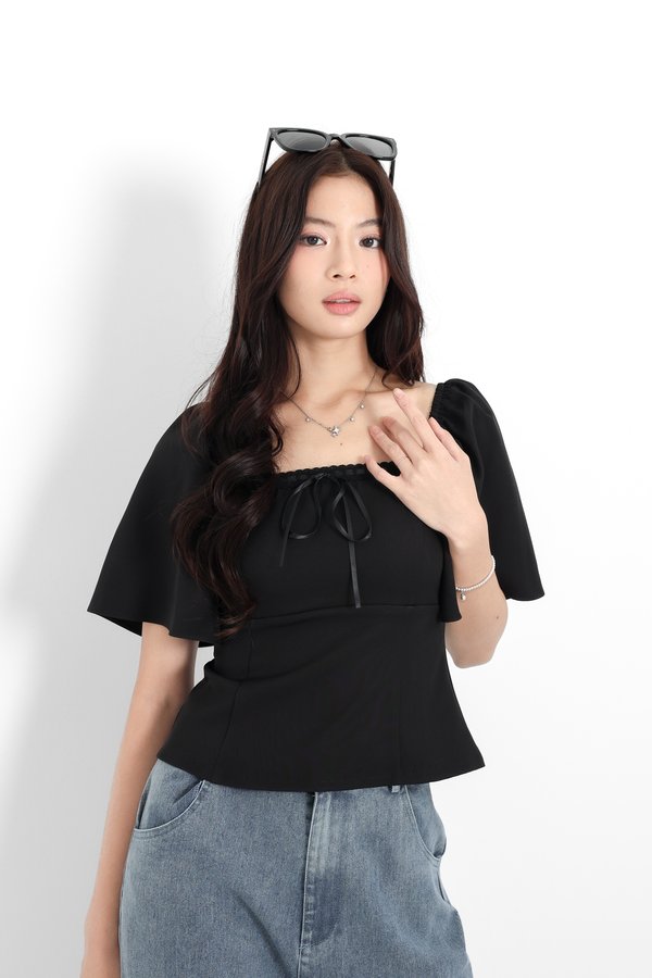 (PO ETA: END AUG) *TPZ* DIORE LACE FLUTTER TOP IN BLACK