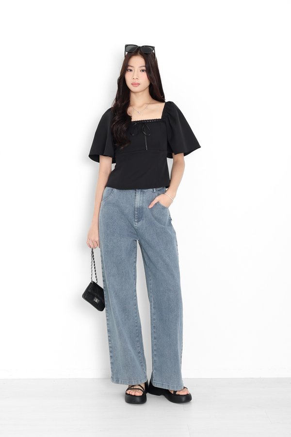 (PO ETA: END AUG) *TPZ* DIORE LACE FLUTTER TOP IN BLACK