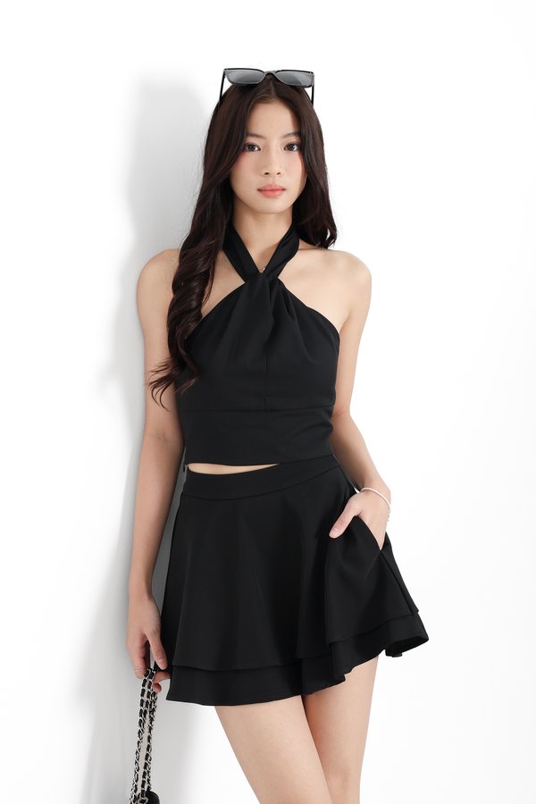 *TPZ* BLAIR DOUBLE TIER SKORTS IN BLACK
