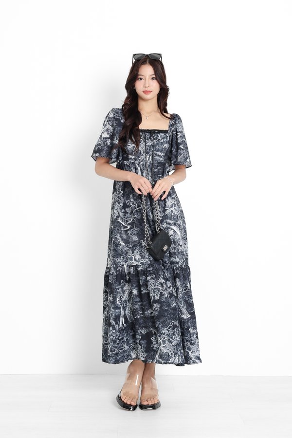 (PO ETA: END AUG) *TPZ* DIORETTE FLUTTER LACE RIBBON MAXI IN TOILE DE SECRET DEEP NAVY