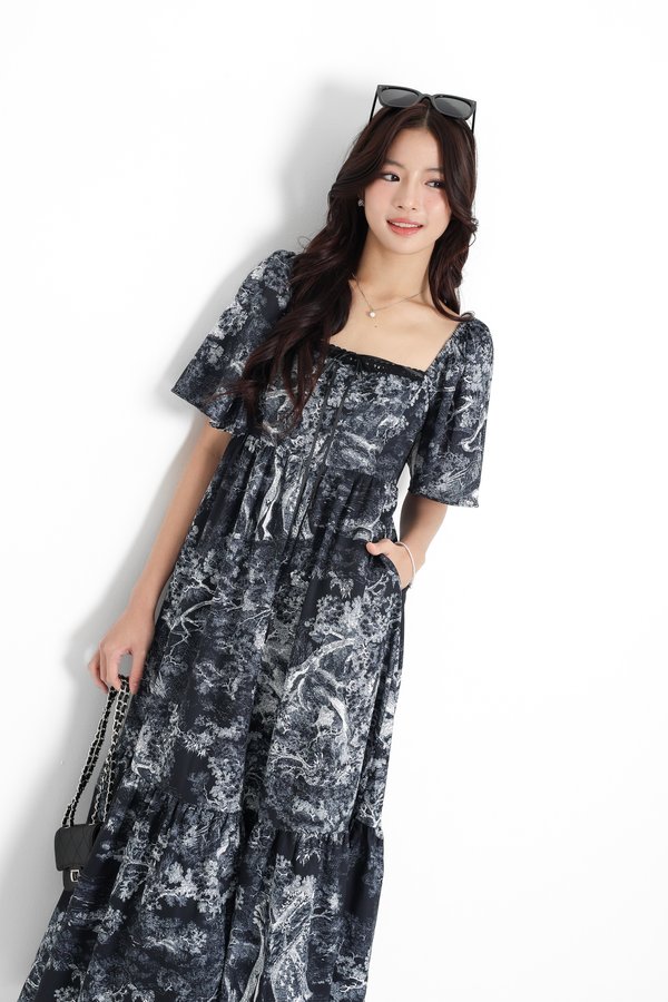 (PO ETA: END AUG) *TPZ* DIORETTE FLUTTER LACE RIBBON MAXI IN TOILE DE SECRET DEEP NAVY