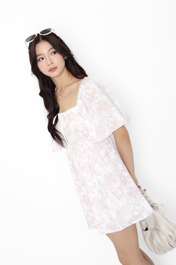 (PO ETA: END AUG) *TPZ* MINI DIORETTE FLUTTER DRESS ROMPER (WITH DETACHABLE SHORTS) IN TOILE DE BEAUTY SOFT PINK