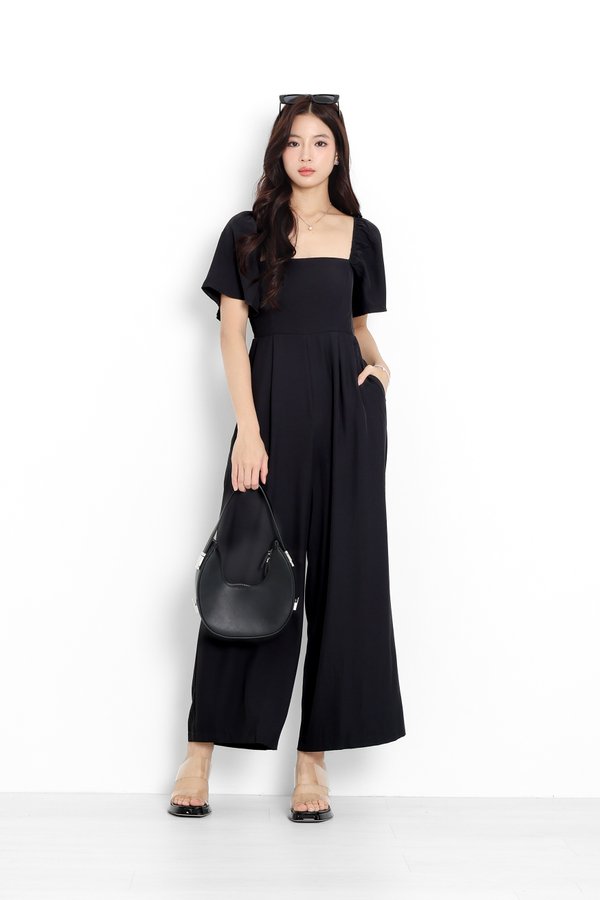 *TPZ* VENNA FLUTTER SLEEVES JUMPSUIT (REGULAR) IN BLACK