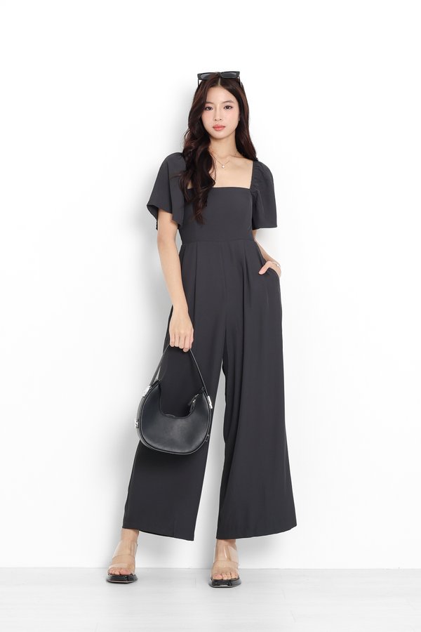 *TPZ* VENNA FLUTTER SLEEVES JUMPSUIT (REGULAR) IN STORM GREY