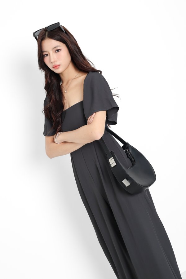*TPZ* VENNA FLUTTER SLEEVES JUMPSUIT (PETITE) IN STORM GREY