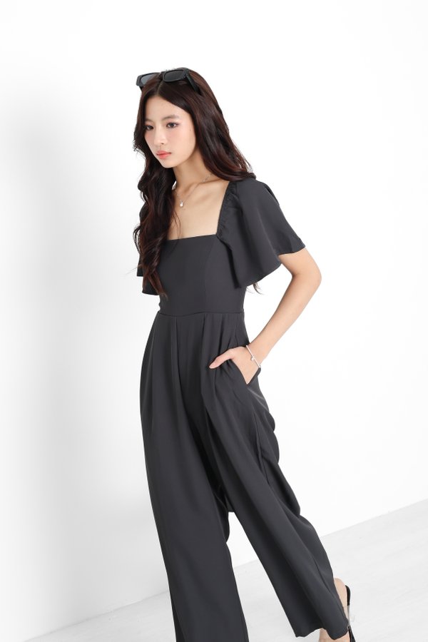 *TPZ* VENNA FLUTTER SLEEVES JUMPSUIT (REGULAR) IN STORM GREY