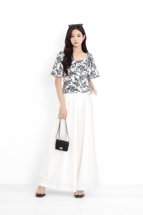 (PO ETA: END AUG) *TPZ* HERA FLUTTER SLEEVES TOP IN TOILE DE BEAUTY WHITE