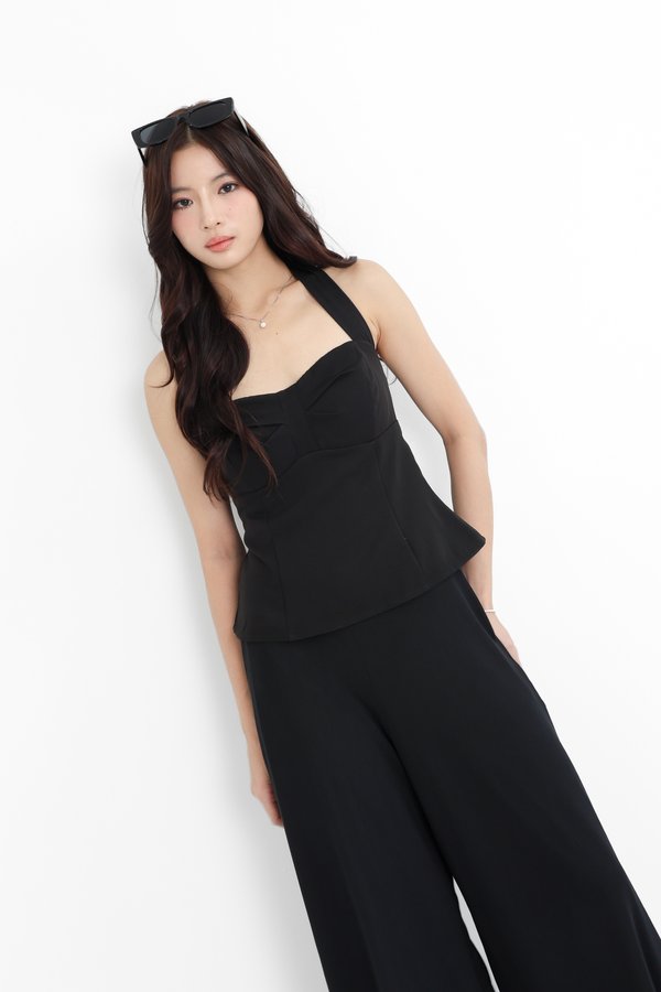 *TPZ* CIA SWEETHEART HALTER TOP IN BLACK
