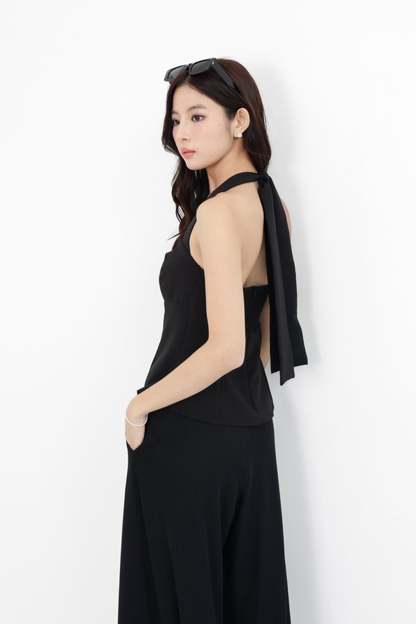 *TPZ* CIA SWEETHEART HALTER TOP IN BLACK