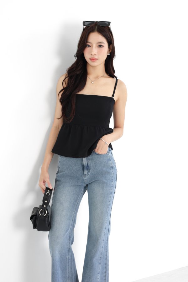 (PO ETA: END AUG) *TPZ* KAIA BABYDOLL LACE STRAPS TOP IN BLACK