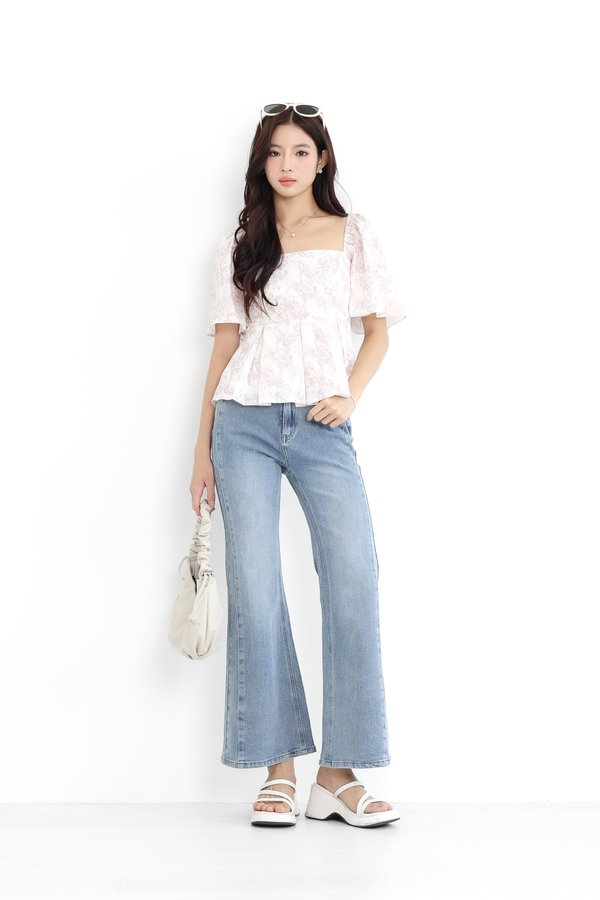 (PO ETA: END AUG) *TPZ* ZELDA FLUTTER SLEEVES FLOWY PLEATS TOP IN TOILE DE BEAUTY SOFT PINK