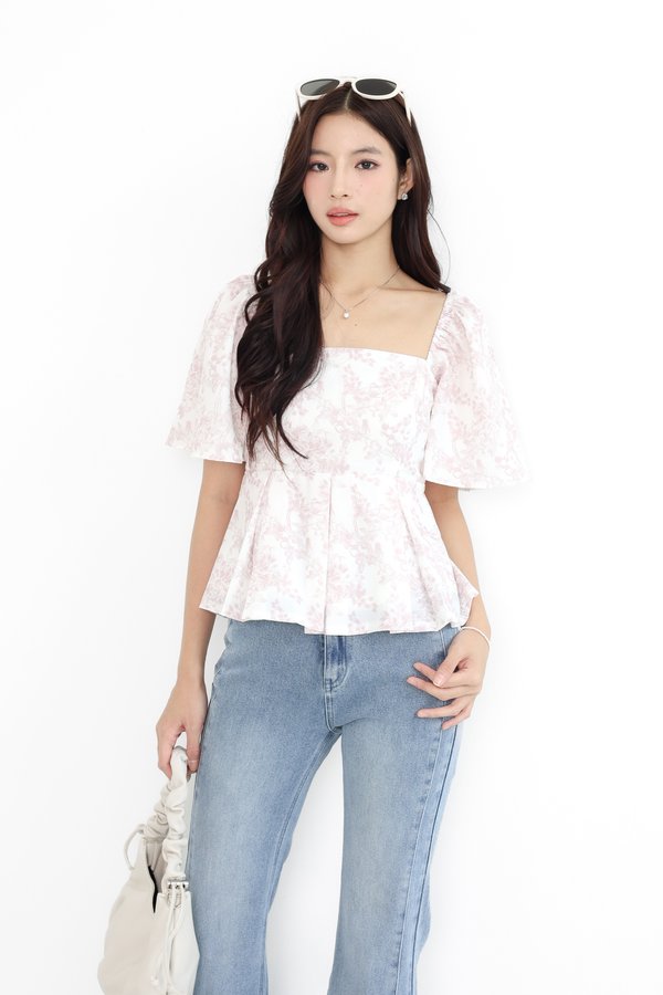 (PO ETA: END AUG) *TPZ* ZELDA FLUTTER SLEEVES FLOWY PLEATS TOP IN TOILE DE BEAUTY SOFT PINK