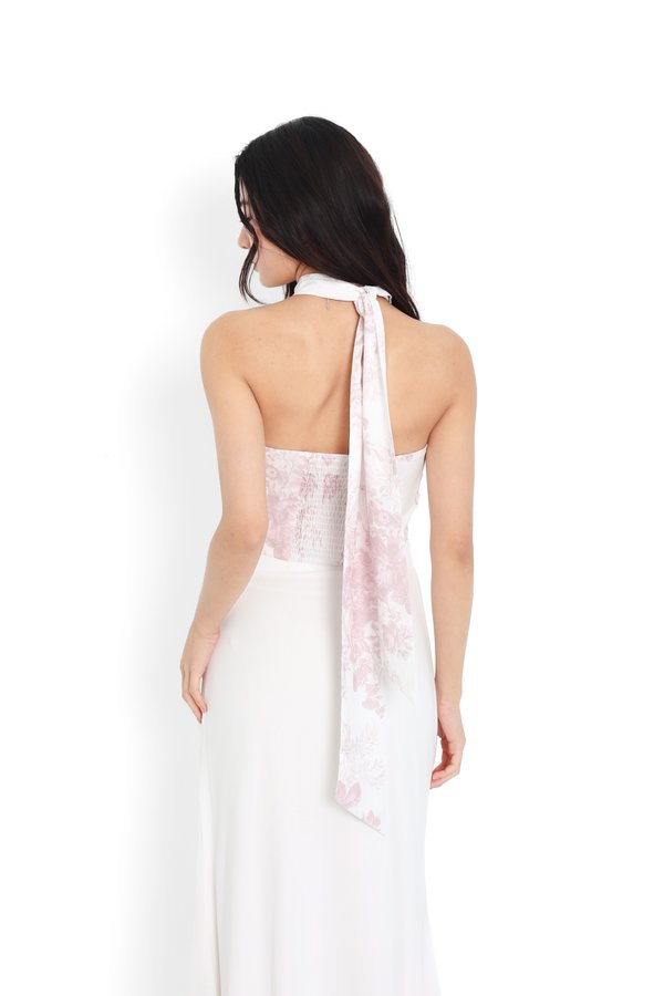 *TPZ* ASTER HALTER RIBBON TOP IN TOILE DE FORTUNE SOFT PINK