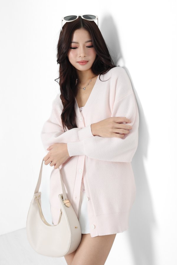 (PO ETA - MID SEPT) *TPZ* SLUSH OVERSIZED SOFT KNIT CARDIGAN IN ICE PINK