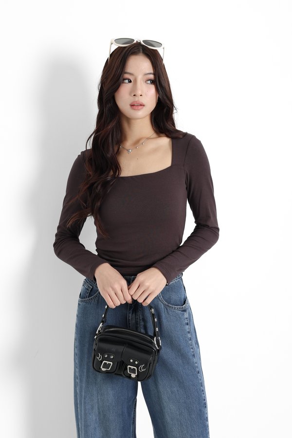 *TPZ* PERFECT HONOKA LONG SLEEVES TOP IN FRIGGIN' BROWN