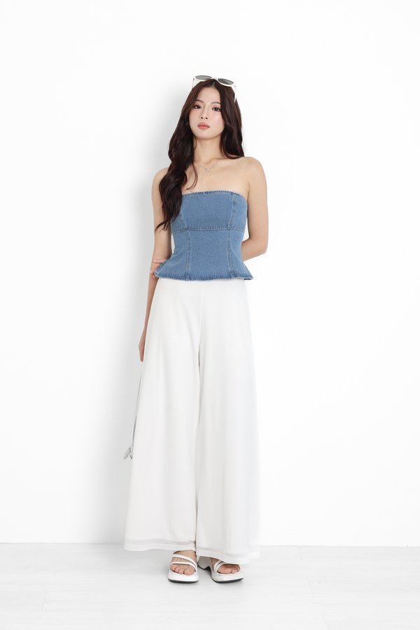 *TPZ* MON CHERIE DENIM TOP IN MID WASH