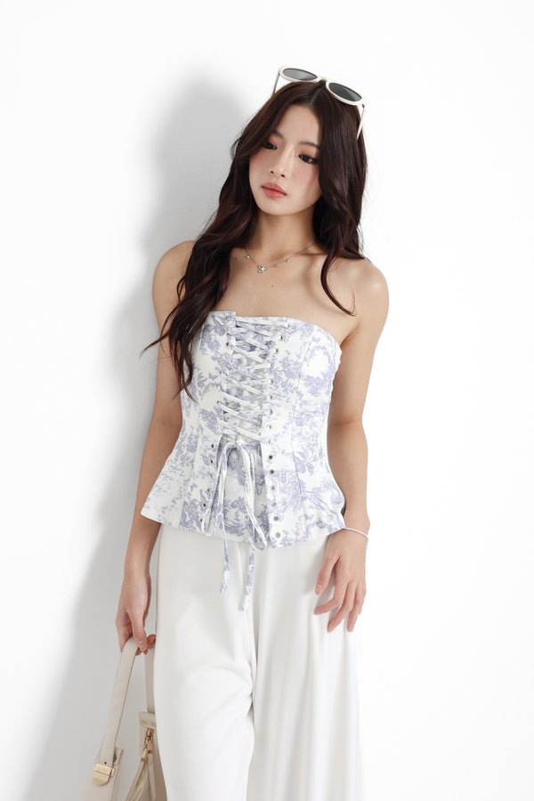 (PO ETA: END AUG) *TPZ* AZETTE CORSET LACED TOP IN TOILE DE ROMANCE SOFT LILAC