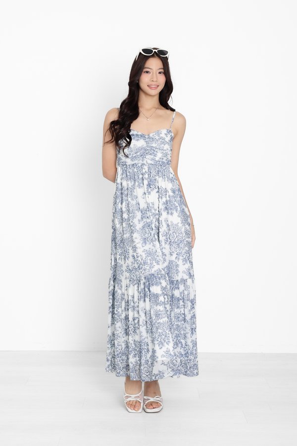 *TPZ LUXE MESH* DIORA DROP HEM MAXI 3.0 IN TOILE DE ETERNITY FRENCH BLUE