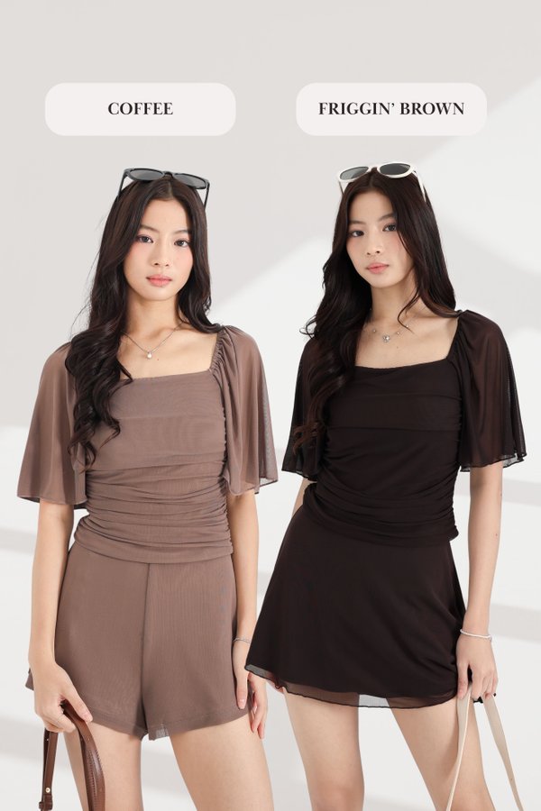 (PREORDER) *TPZ LUXE MESH* CAS FLUTTER SLEEVES TOP (MULTIPLE COLOURS)