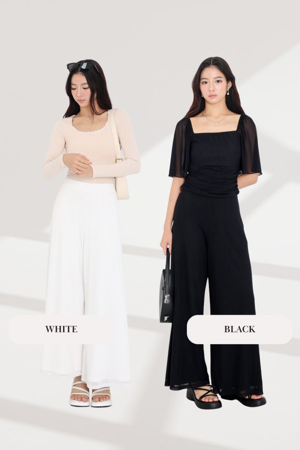 (PREORDER) *TPZ LUXE MESH* (REGULAR) STELLA HIGH WAISTED FLOWY MESH PANTS (MULTIPLE COLOURS)