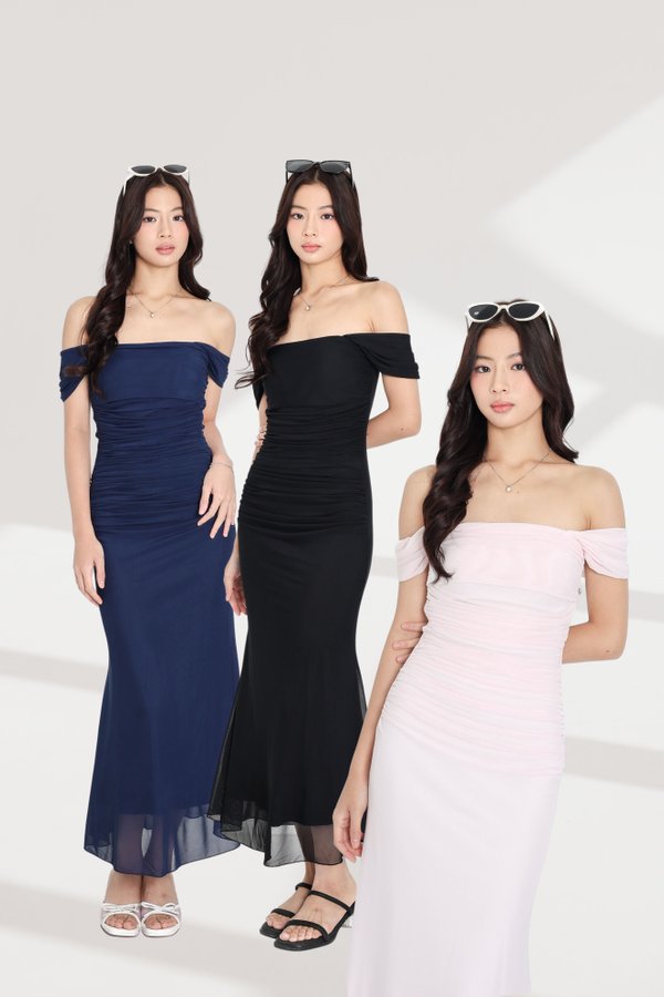 *TPZ LUXE MESH* CASRELIA MERMAID DRESS IN SOLID (MULTIPLE COLOURS)