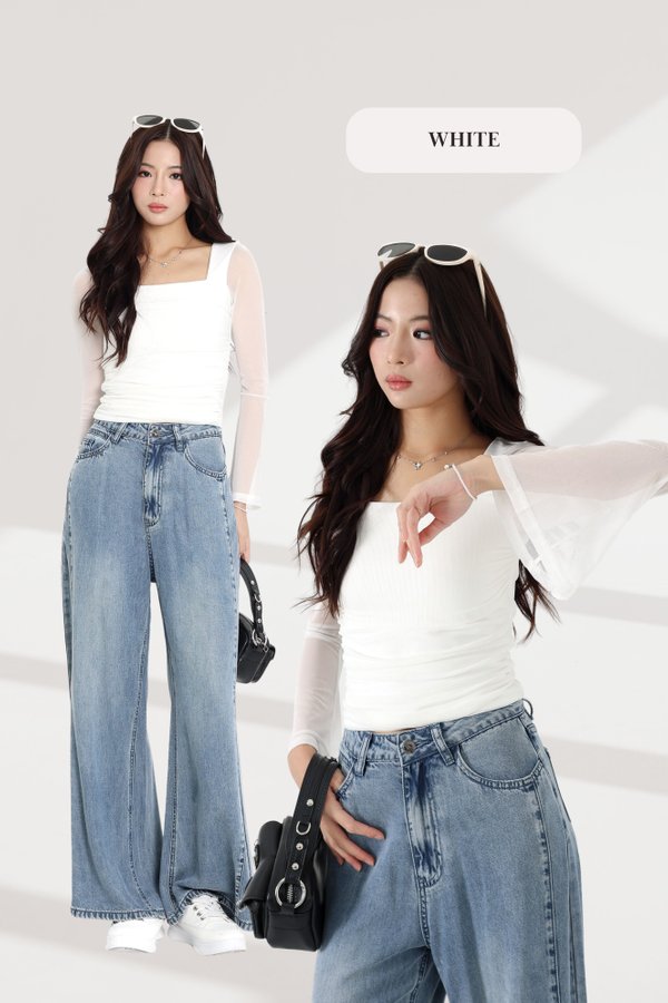 (PO ETA: MID AUG) *TPZ LUXE MESH* FEL MESH BELL SLEEVES TOP (MULTIPLE COLOURS)
