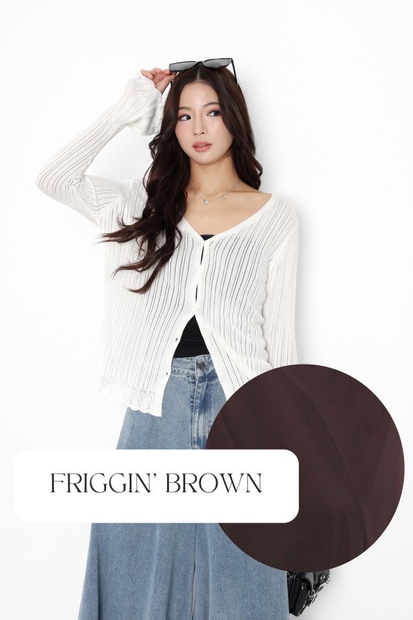 (PO ETA: MID OCT) *TPZ* ELOWEN CABLE KNIT CARDIGAN IN FRIGGIN BROWN