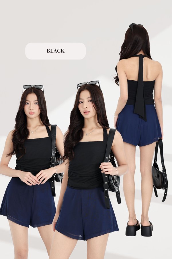 (PO ETA - END AUG) *TPZ LUXE MESH* CAS HALTER RIBBON TOP (MULTIPLE COLOURS)