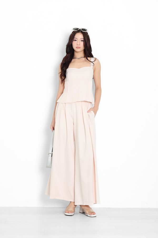 *TPZ* KALA HIGH WAISTED PLEATED PANTS (REGULAR) IN CHAMPAGNE PEARL