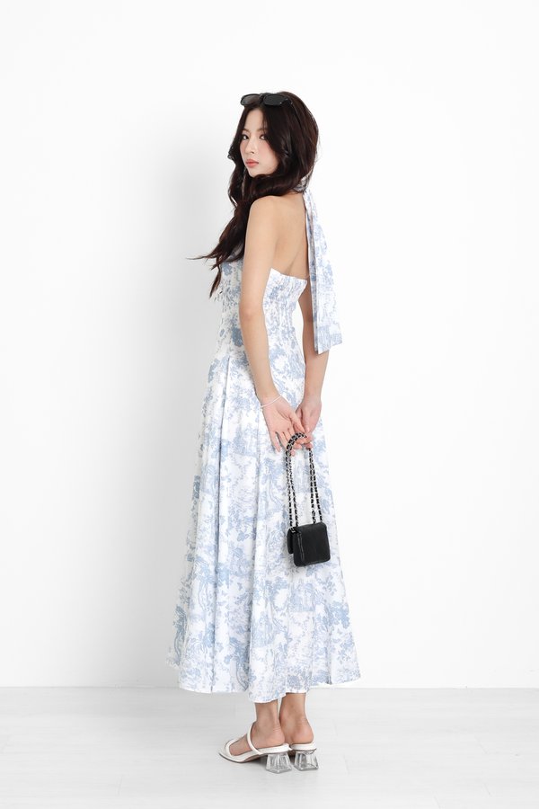 *TPZ* MIA HALTER MAXI DRESS IN TOILE DE ROMANCE BABY BLUE