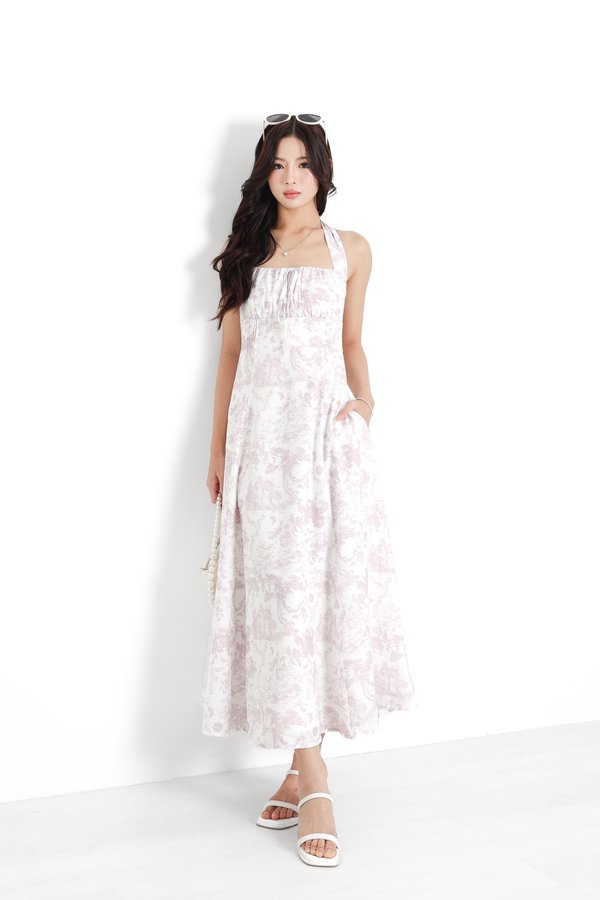 *TPZ* MIA HALTER MAXI DRESS IN TOILE DE ROMANCE SOFT PINK