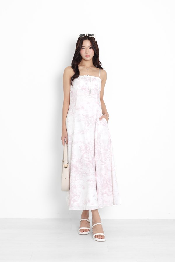 *TPZ* DIORELIA LACE RIBBON MAXI DRESS IN TOILE DE SECRET SOFT PINK